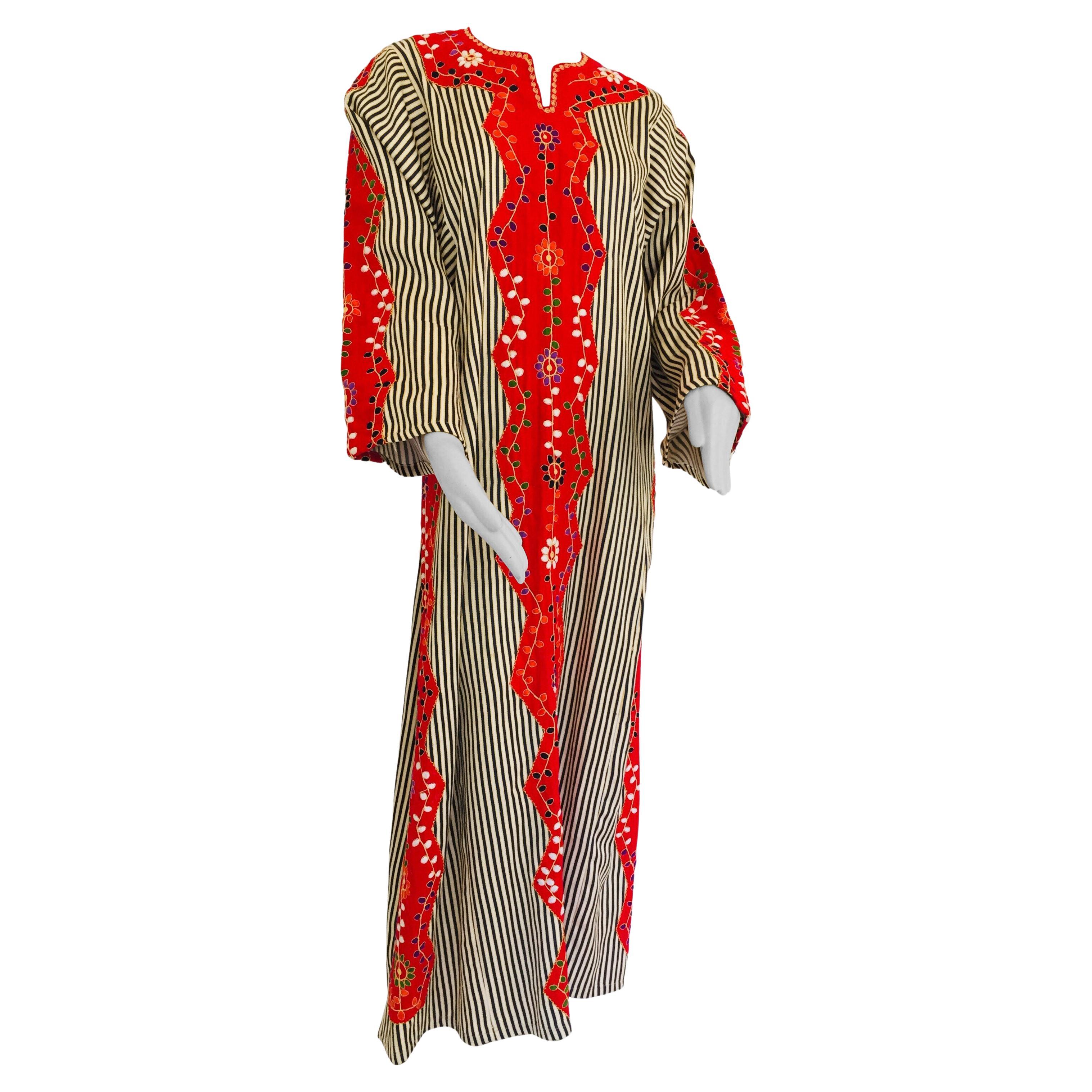 Vintage Middle Eastern Ethnic Caftan, Kaftan Maxi Dress For Sale
