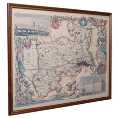 Vintage Middlesex County Map, English, Framed, After Thomas Moule, Cartography