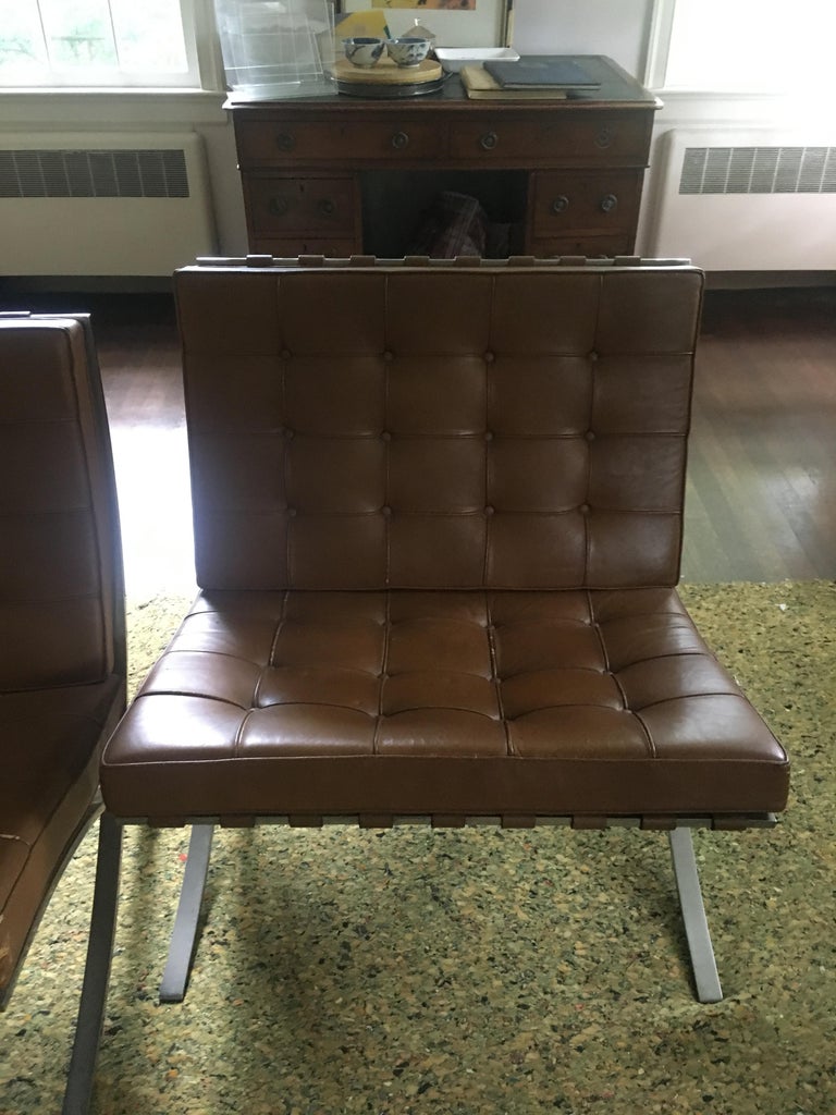 Vintage Mies van der Rohe Barcelona Chair Knoll Brown ...