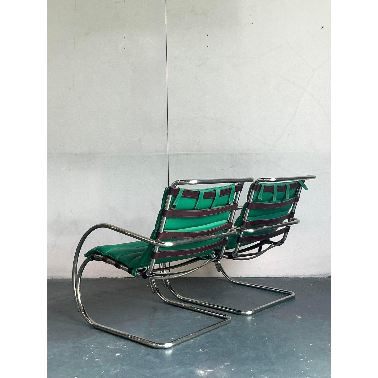 Acquire a true piece of design history with this exceptional pair of MR20 lounge chairs by the master of modernism, Ludwig Mies van der Rohe for Knoll. What makes this pair truly extraordinary is their provenance, originating from the personal