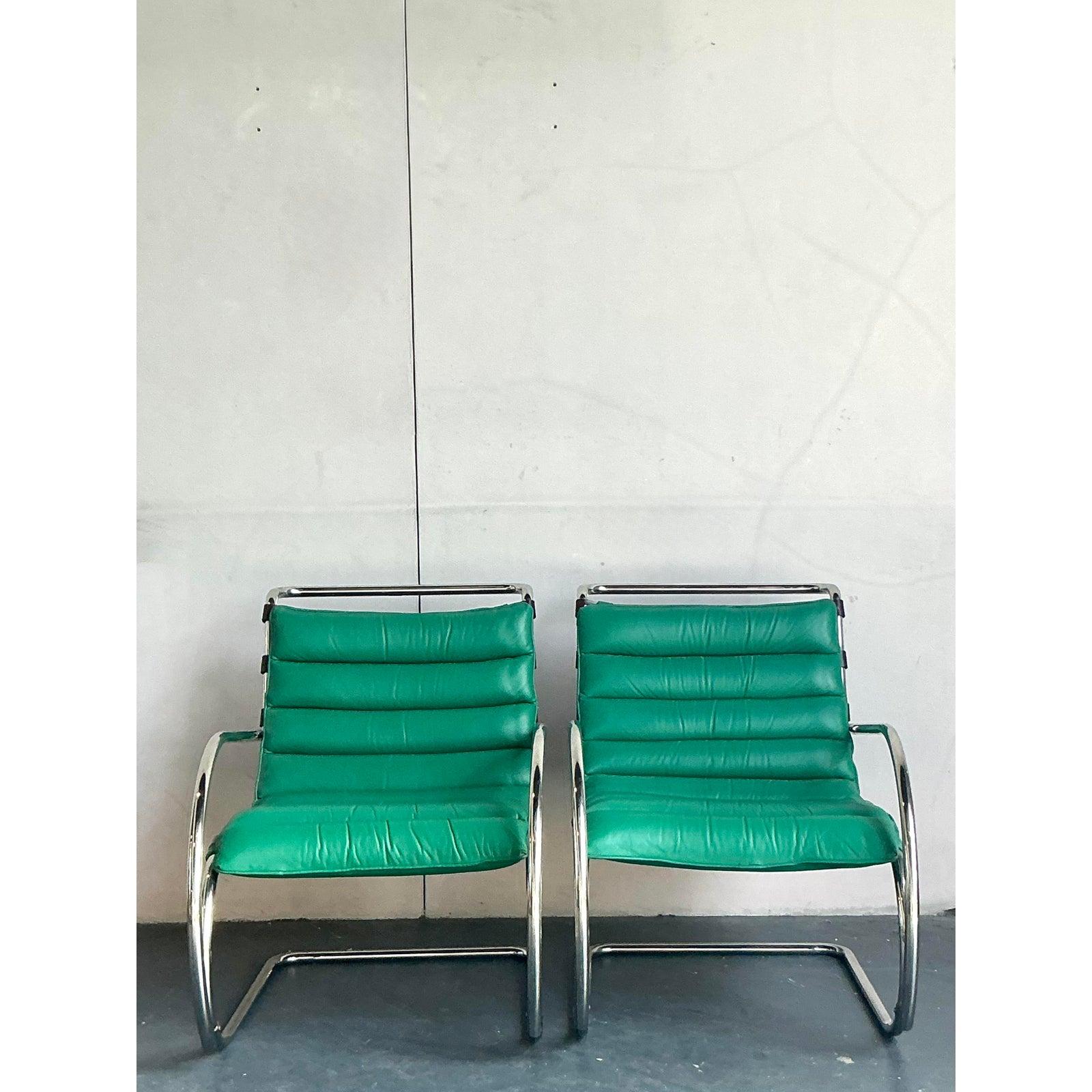 Bauhaus Vintage Mies Van Der Rohe for Knoll Chairs From the Estate of Geoffrey Beene- Pr For Sale