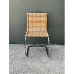 Vintage Mies Van Der Rohe For Knoll Woven Rattan Cantilevered Chair