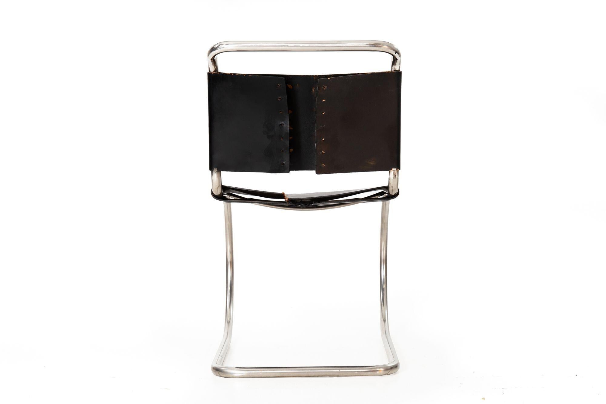 Vintage Mies Van Der Rohe MR10 Dining Chair, As-is, Damaged Leather For Sale 2