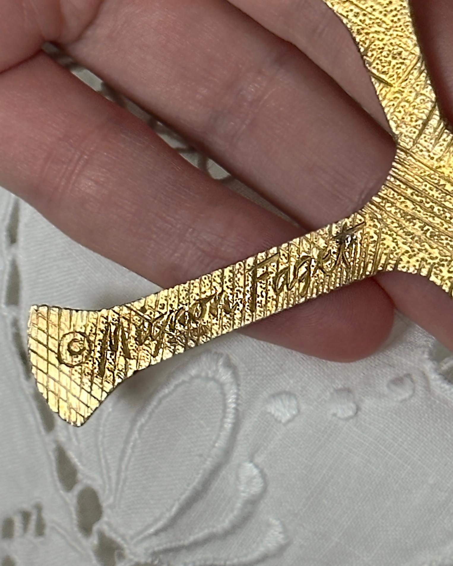 Vintage Mignon Faget Large Gold Cross Necklace 1