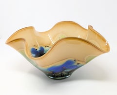 Vintage Mihai Topescu Large Signed Art Glass Bowl Vase Contemporary Romanian