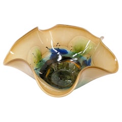 Vintage Mihai Topescu Large Signed Art Glass Bowl Vase Contemporary Romanian