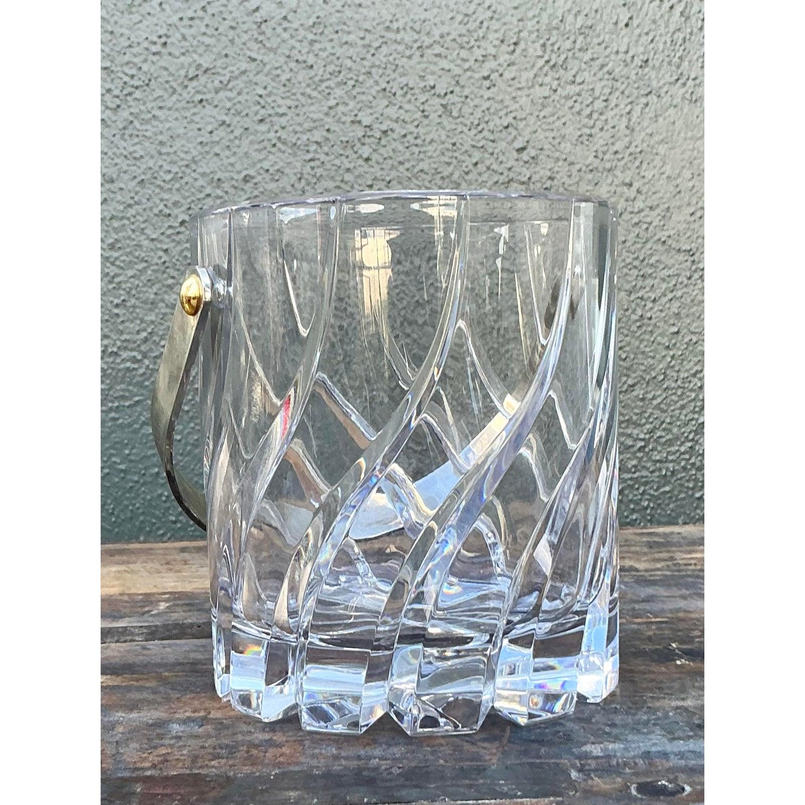 Metallo Secchiello per il ghiaccio di cristallo tagliato vintage di Mikasa 