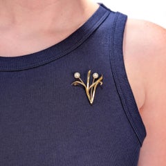 Vintage Mikimoto 14K Gold & Akoya Pearl Floral Bouquet Brooch