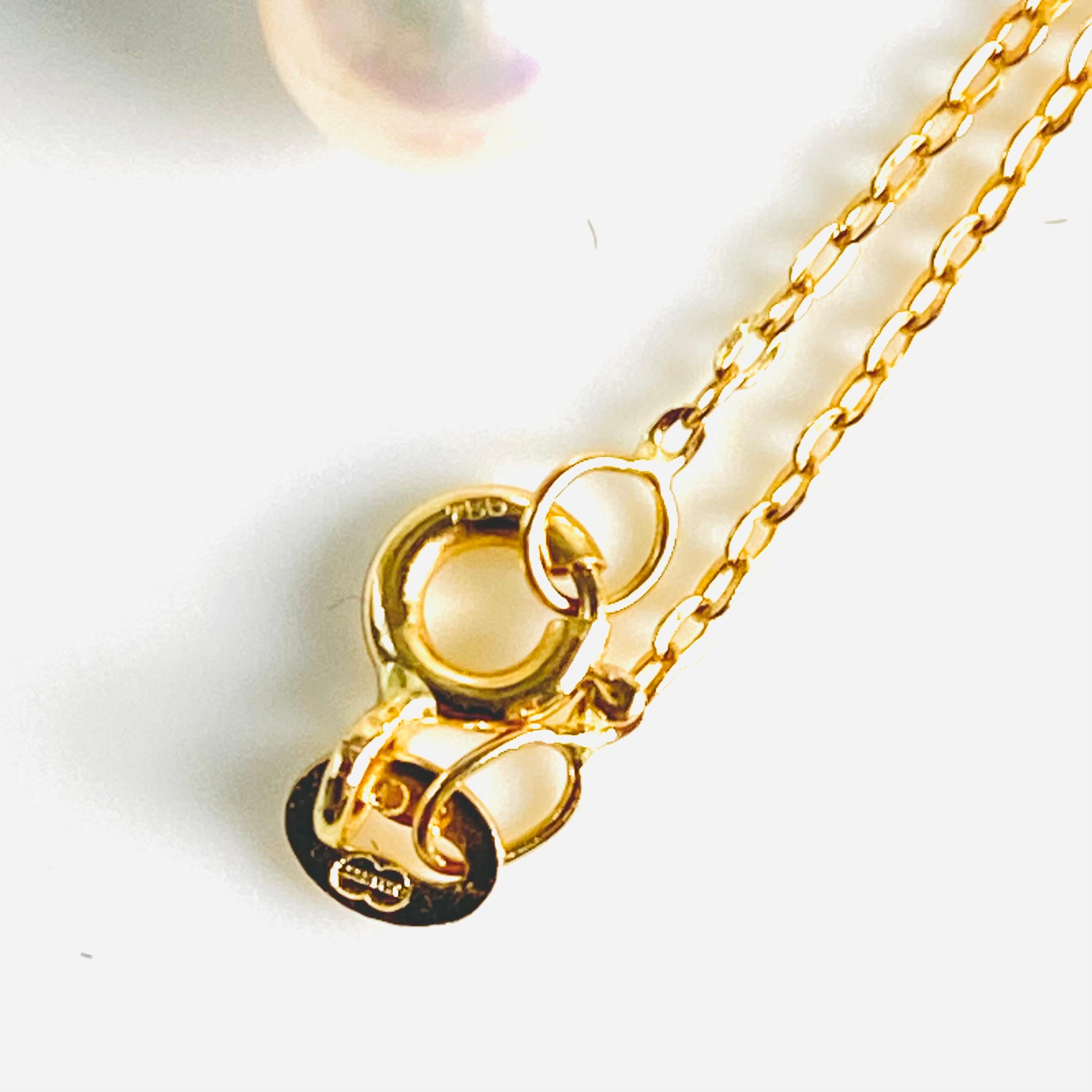 Vintage Mikimoto 18K Yellow Gold Pearl and Diamond Pendant Necklace For Sale 6