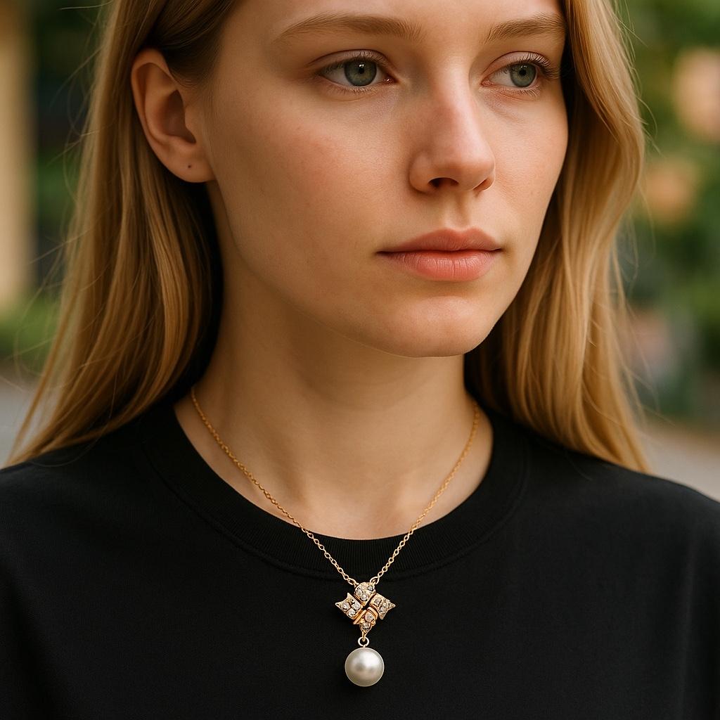 A Timeless Emblem of Refined Taste
Indulge in the elegance of Mikimoto, one of the world’s most iconic names in cultured pearls, with this vintage 18K yellow gold pendant necklace. Featuring lustrous 7mm pearls and round brilliant-cut diamonds in a