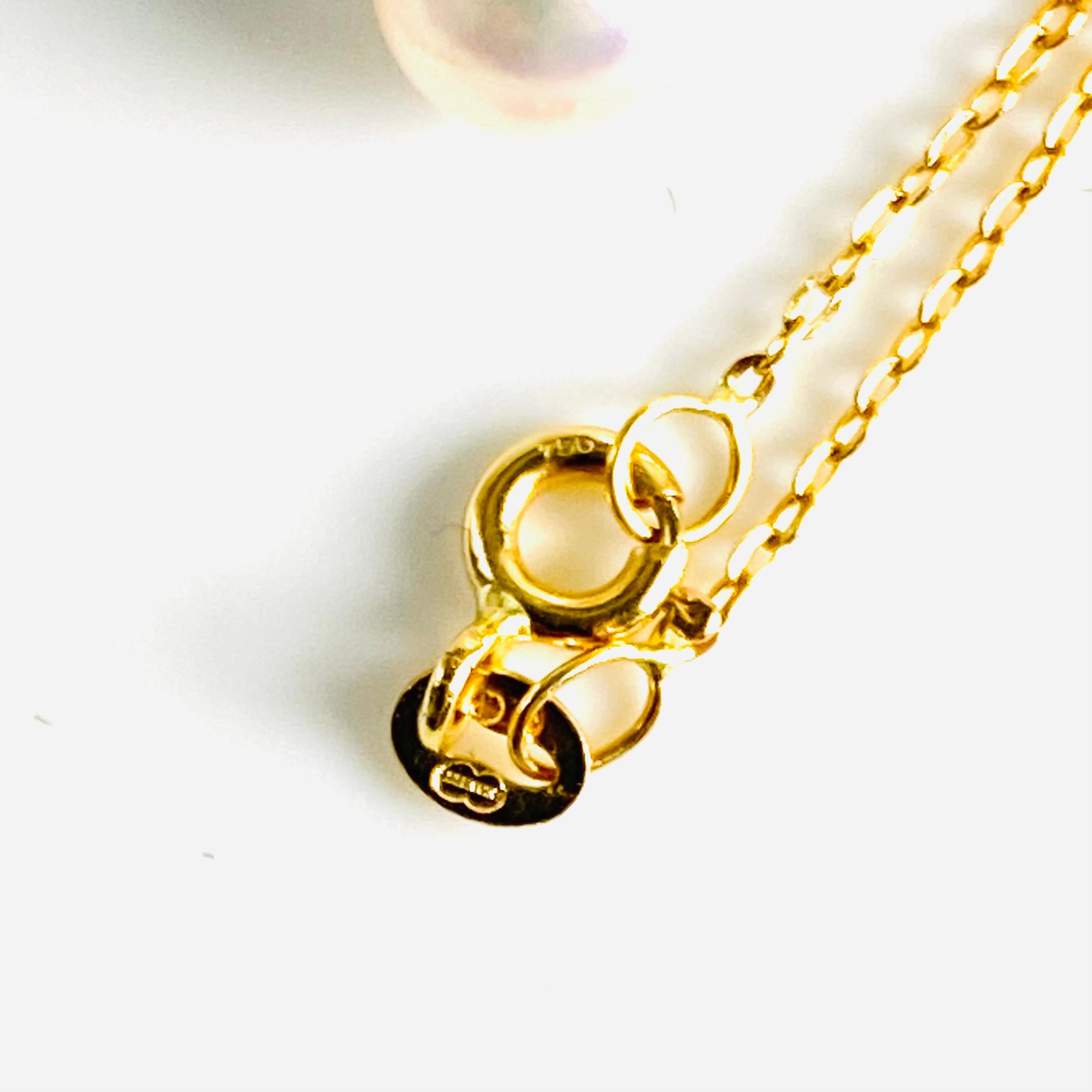 Vintage Mikimoto 18K Yellow Gold Pearl and Diamond Pendant Necklace For Sale 4