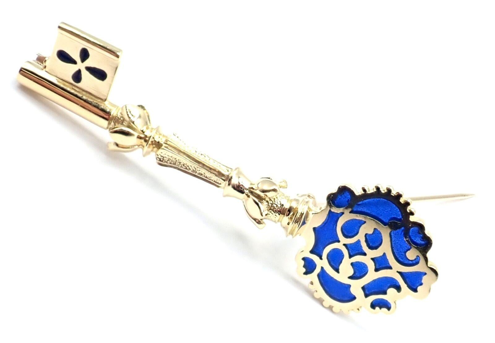 18k Yellow Gold Vintage Blue Enamel Key Pin Brooch by Mikimoto. 
With Blue Enamel.
Details: 
Measurements: 52mm x 18mm
Weight: 8.9 grams
Stamped Hallmarks: 18k Mikimoto Hallmark - M 
*Free Shipping within the United States*
YOUR PRICE: