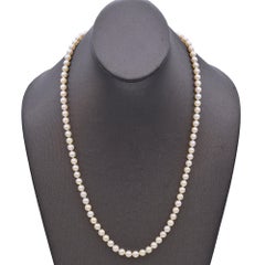 Vintage Mikimoto Blue Lagoon 14K Yellow Gold Pearl Beaded Strand Necklace