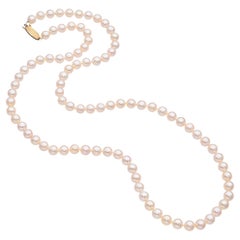 Vintage Mikimoto Blue Lagoon 14K Yellow Gold Pearl Beaded Strand Necklace