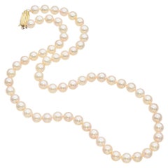 Vintage Mikimoto Blue Lagoon 14K Yellow Gold Pearl Beaded Strand Necklace