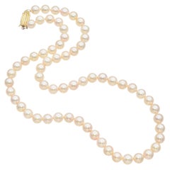 Vintage Mikimoto Blue Lagoon 14K Yellow Gold Pearl Necklace