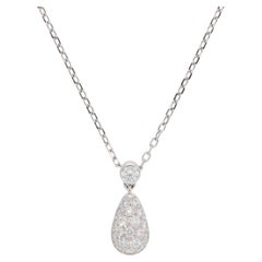 Vintage Mikimoto Diamond Drop Pendant Necklace in White Gold
