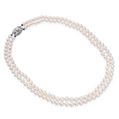 Vintage Mikimoto Double Akoya Perlenstrang Halskette