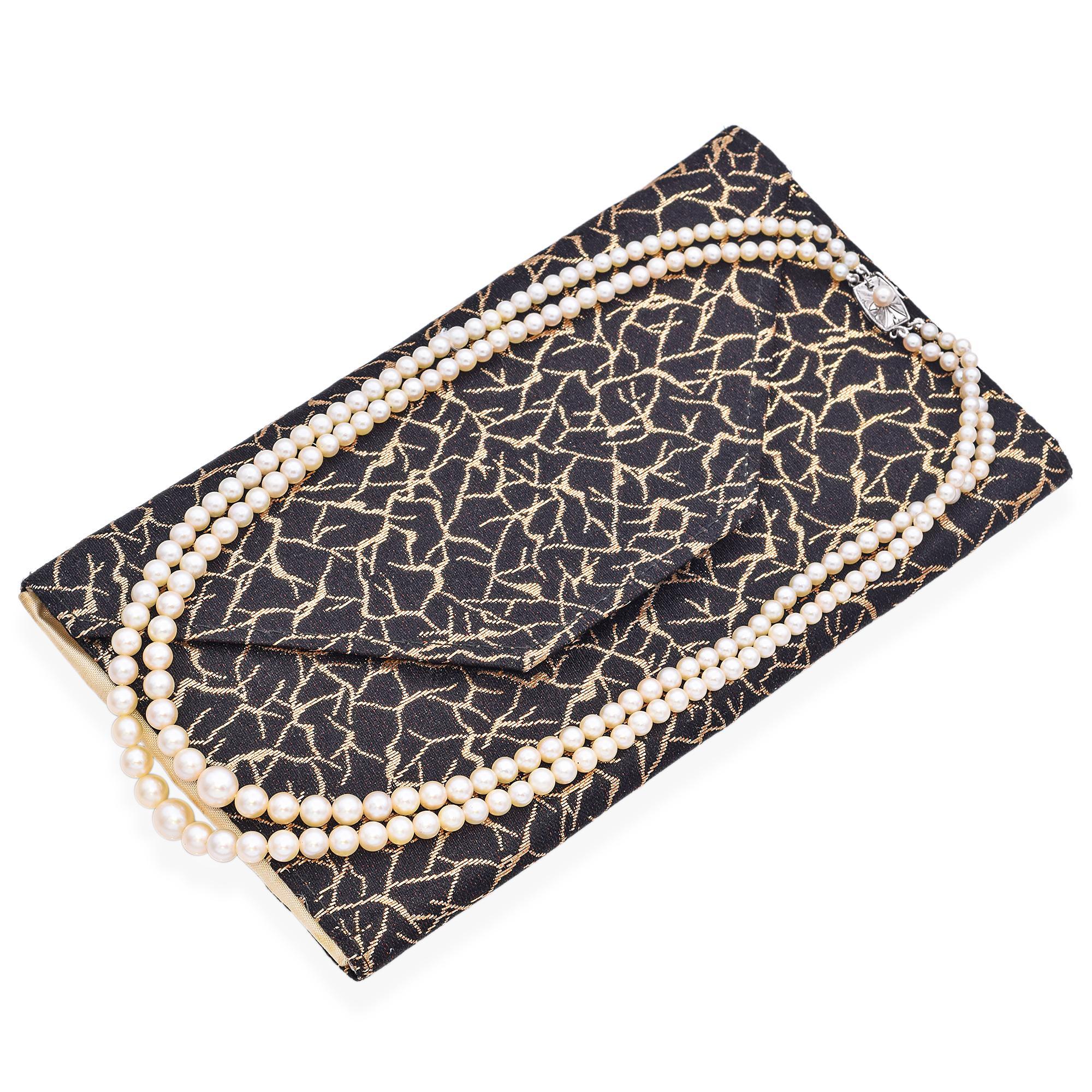 Vintage Mikimoto Double Strand Graduated Pearl Necklace In Good Condition In New York, NY