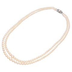 Vintage Mikimoto Double Strand Graduated Pearl Necklace