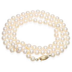 Mikimoto Exquisite 14k Gelbgold Perlenkette, Vintage
