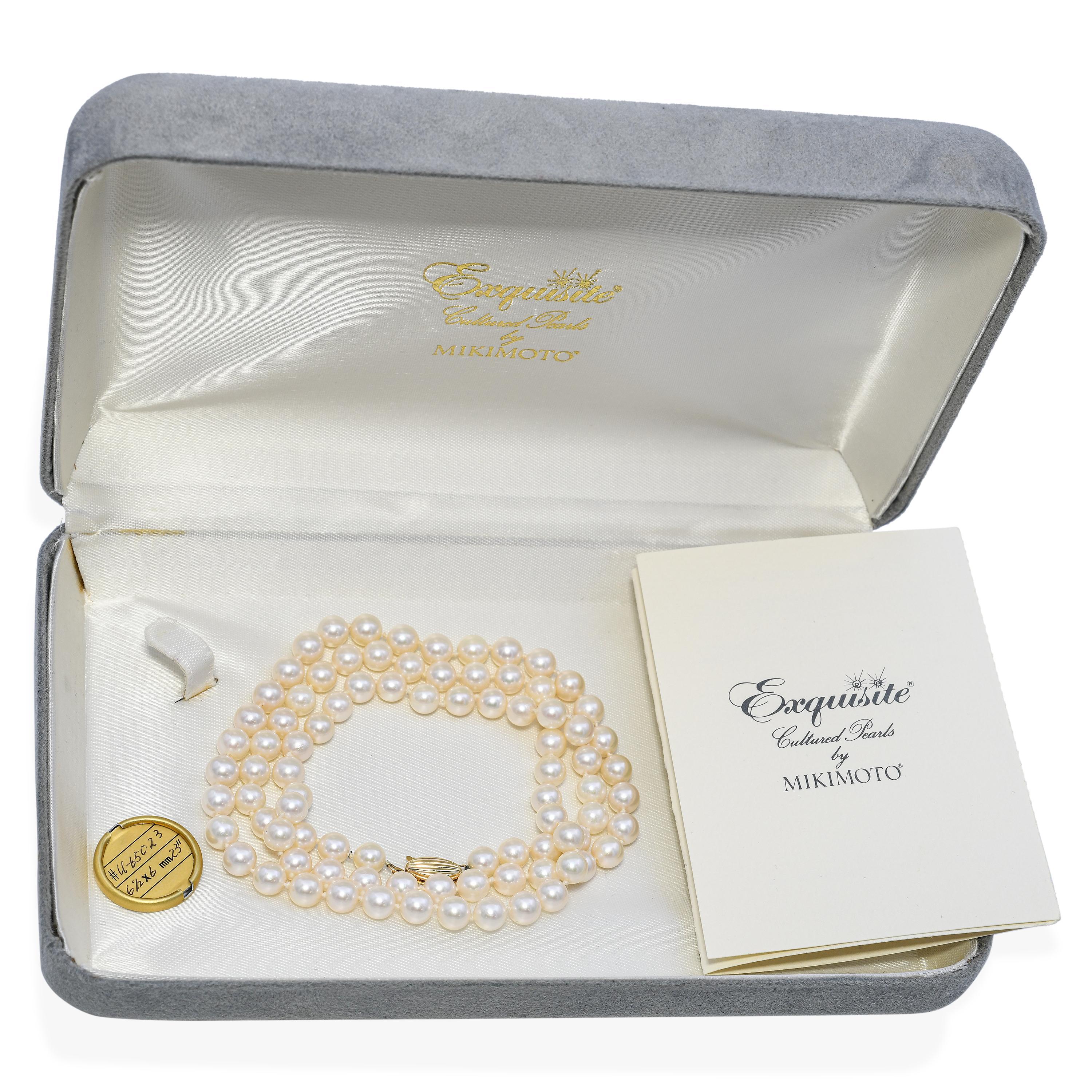 Vintage Mikimoto, squisita collana di perle in oro giallo 14 ct. In condizioni buone in vendita a New York, NY