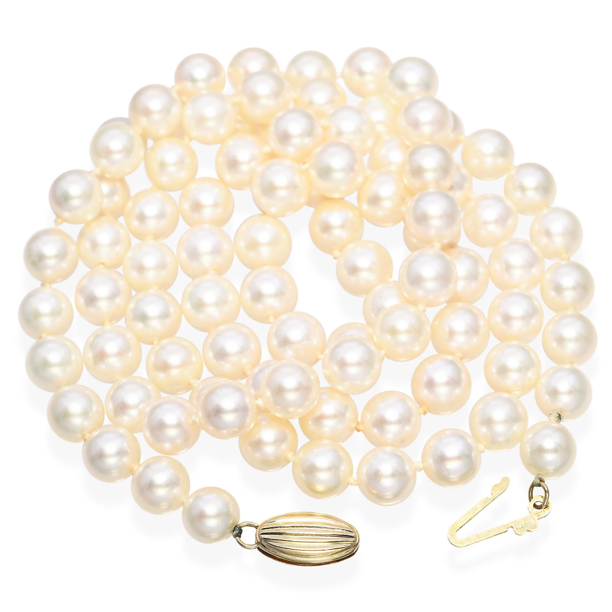 Vintage Mikimoto, squisita collana di perle in oro giallo 14 ct. in vendita 2