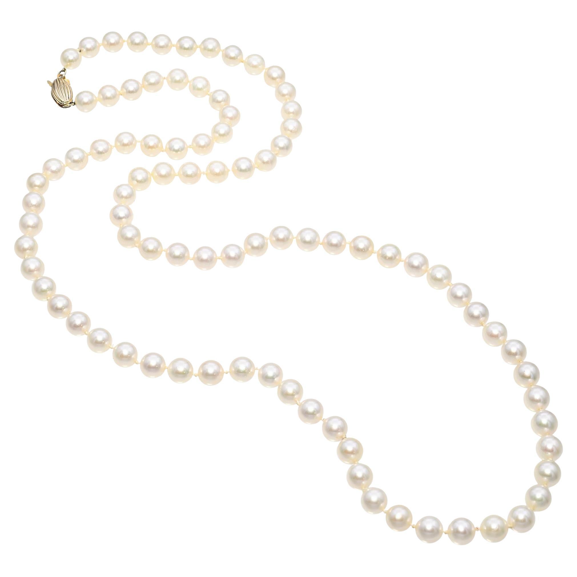 Vintage Mikimoto Exquisite 14k Yellow Gold Pearl Necklace