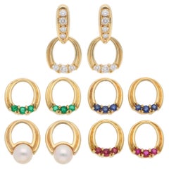 Mikimoto austauschbare Diamant-Ohrringe aus Gelbgold in Gelbgold