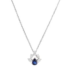 Vintage Mikimoto Pear Sapphire and Diamond Necklace in White Gold