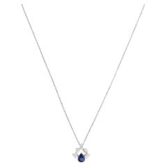 Vintage Mikimoto Pear Sapphire and Diamond Necklace in White Gold