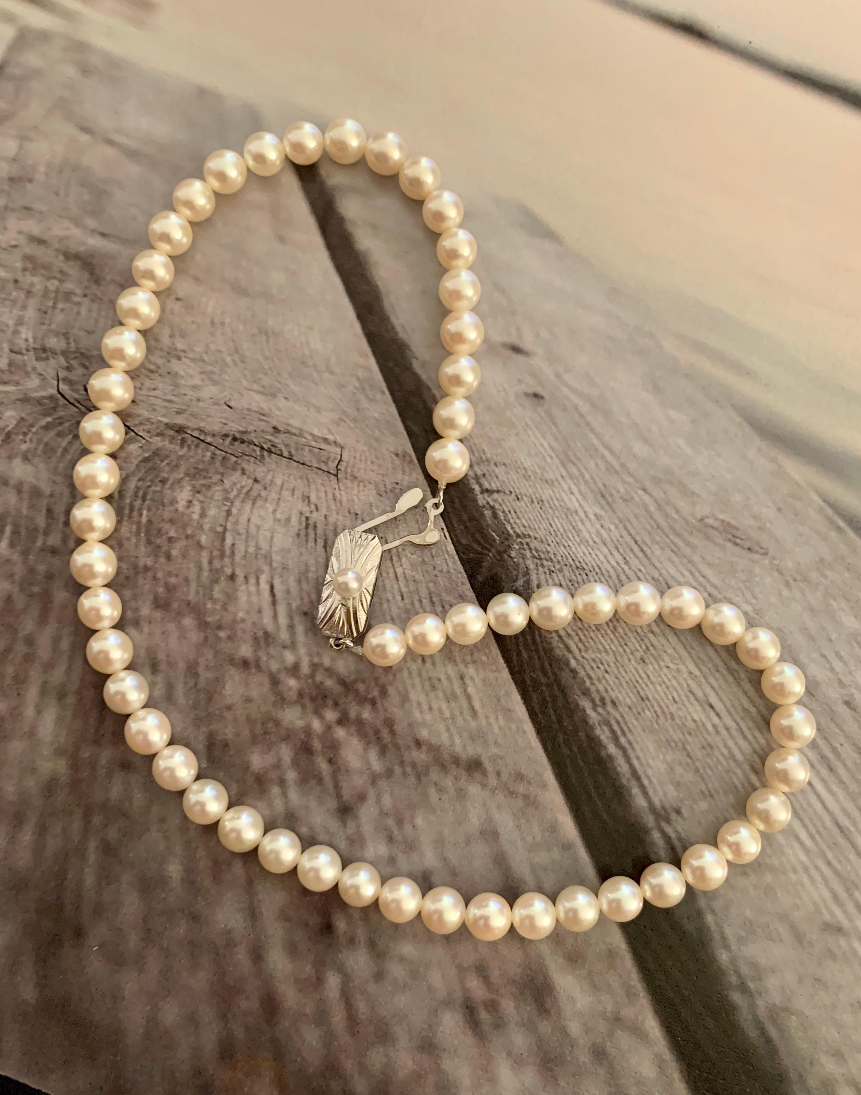 Women's Vintage Mikimoto Pearl Long Strand with Silver Clasp