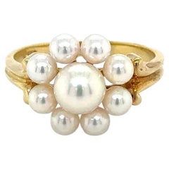 MIKIMOTO Vintage Cluster-Ring aus Perlen und Gold