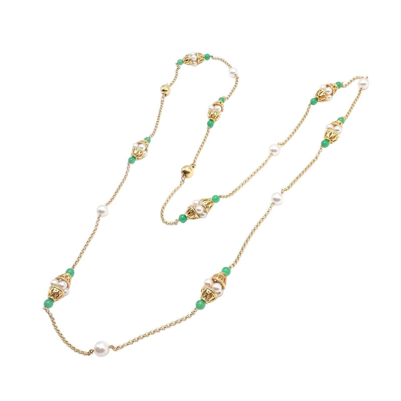 Vintage Mikimoto Perle Gelbgold Chalcedon Perle lange Halskette im Angebot 5
