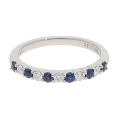 Vintage Mikimoto Sapphire and Diamond Half Eternity Ring