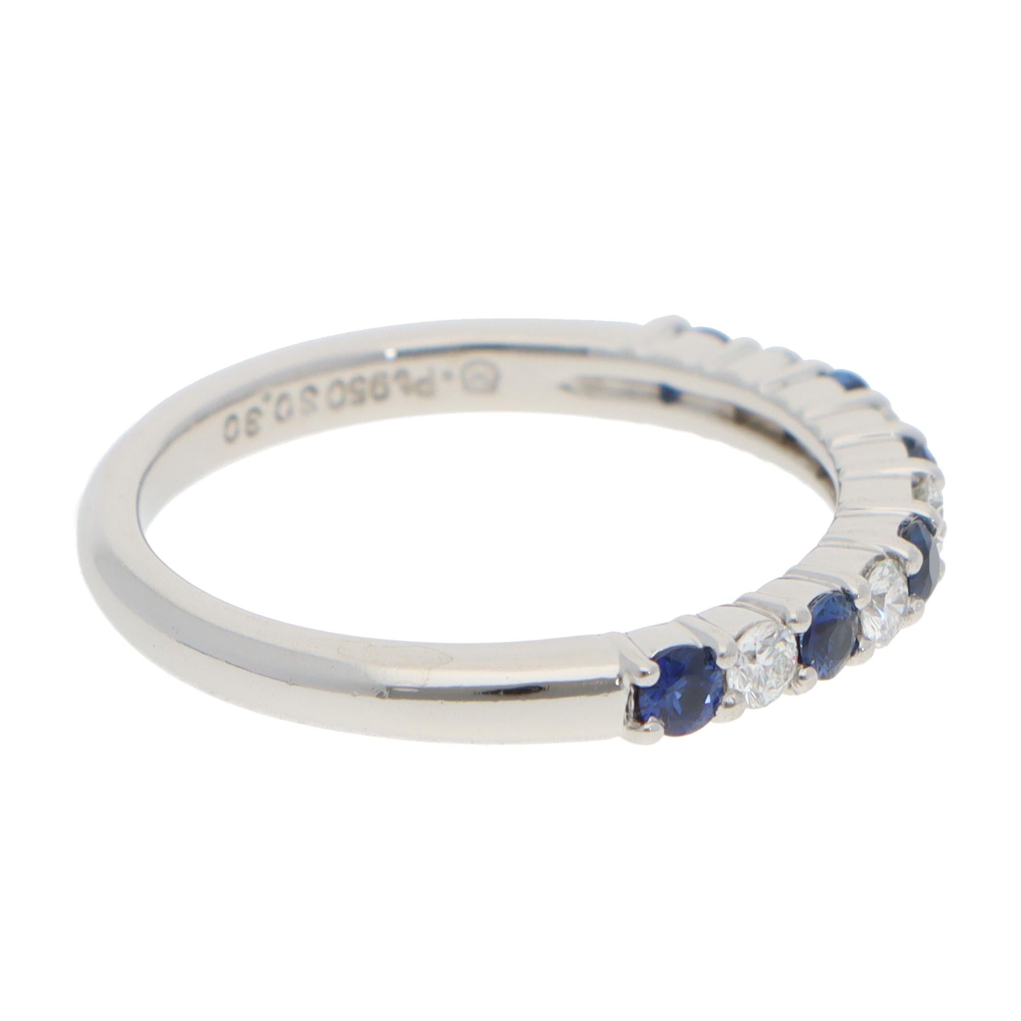 Moderno Anello mezza eternità vintage con zaffiro e diamante di Mikimoto in vendita