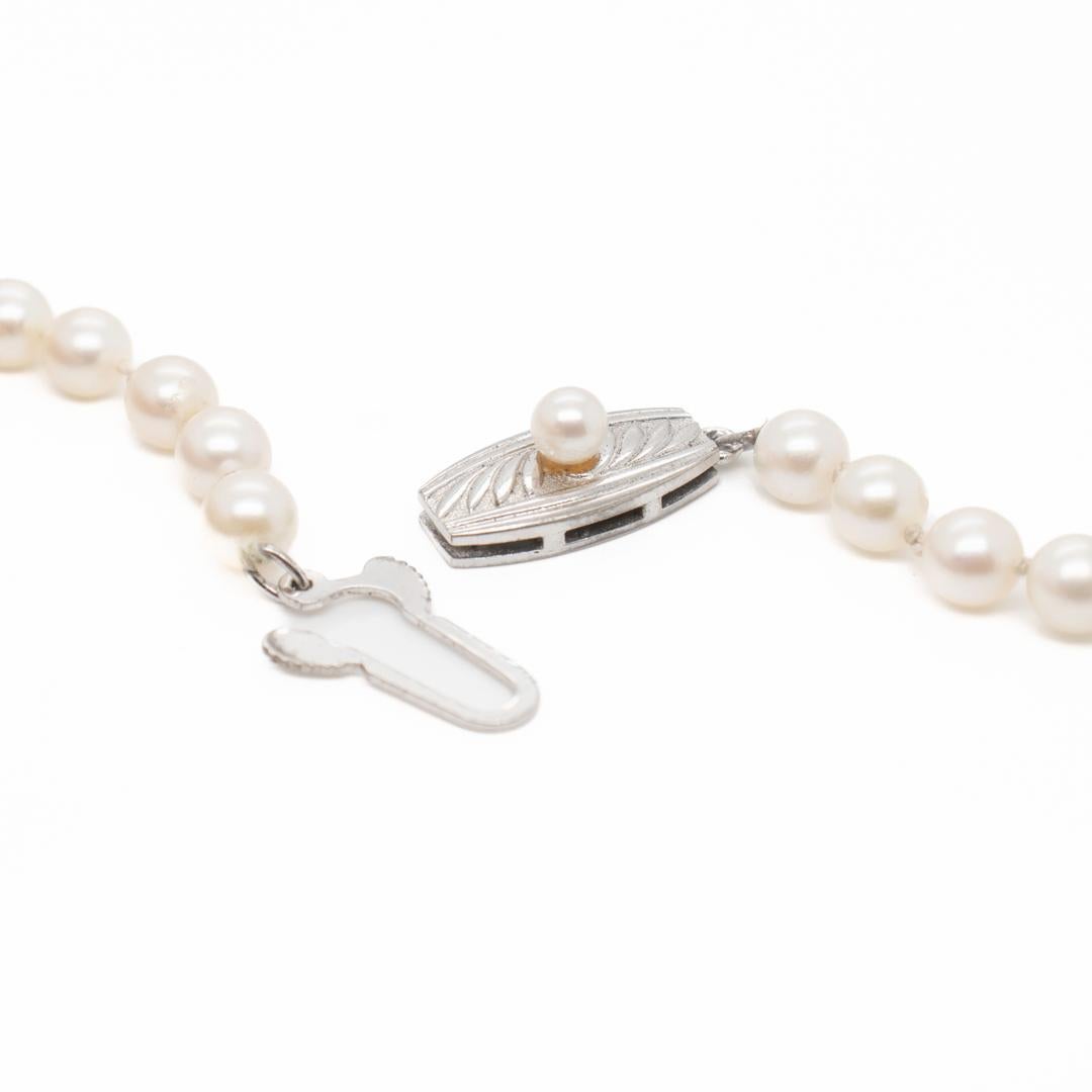 Vintage Mikimoto Single Strand of Small 5mm White Akoya Pearls For Sale 1