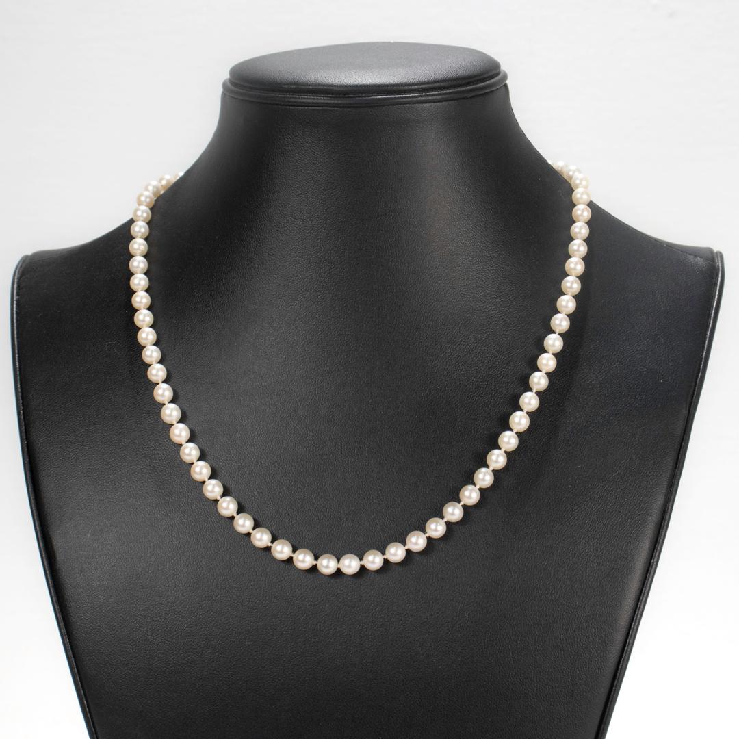 Vintage Mikimoto Single Strand of Small 5mm White Akoya Pearls For Sale 7