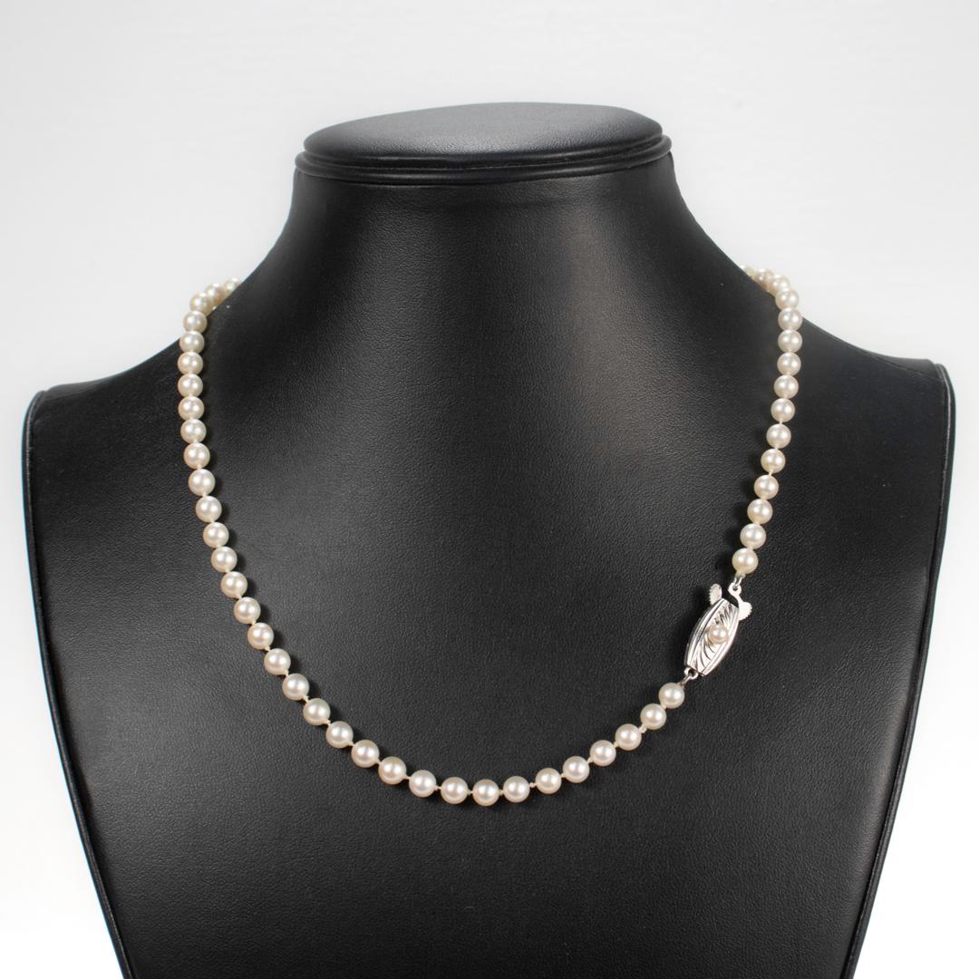 Vintage Mikimoto Single Strand of Small 5mm White Akoya Pearls For Sale 8