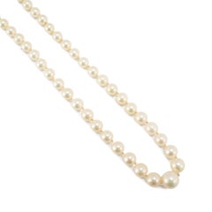 Vintage Mikimoto Sterling Silver Akoya Pearl Graduated Chain Necklace
