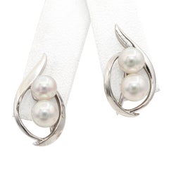 Vintage Mikimoto Sterling Silver Cultured Pearl Screw Back Earrings