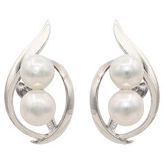 Vintage Mikimoto Orecchini a vite con perle coltivate in argento sterling