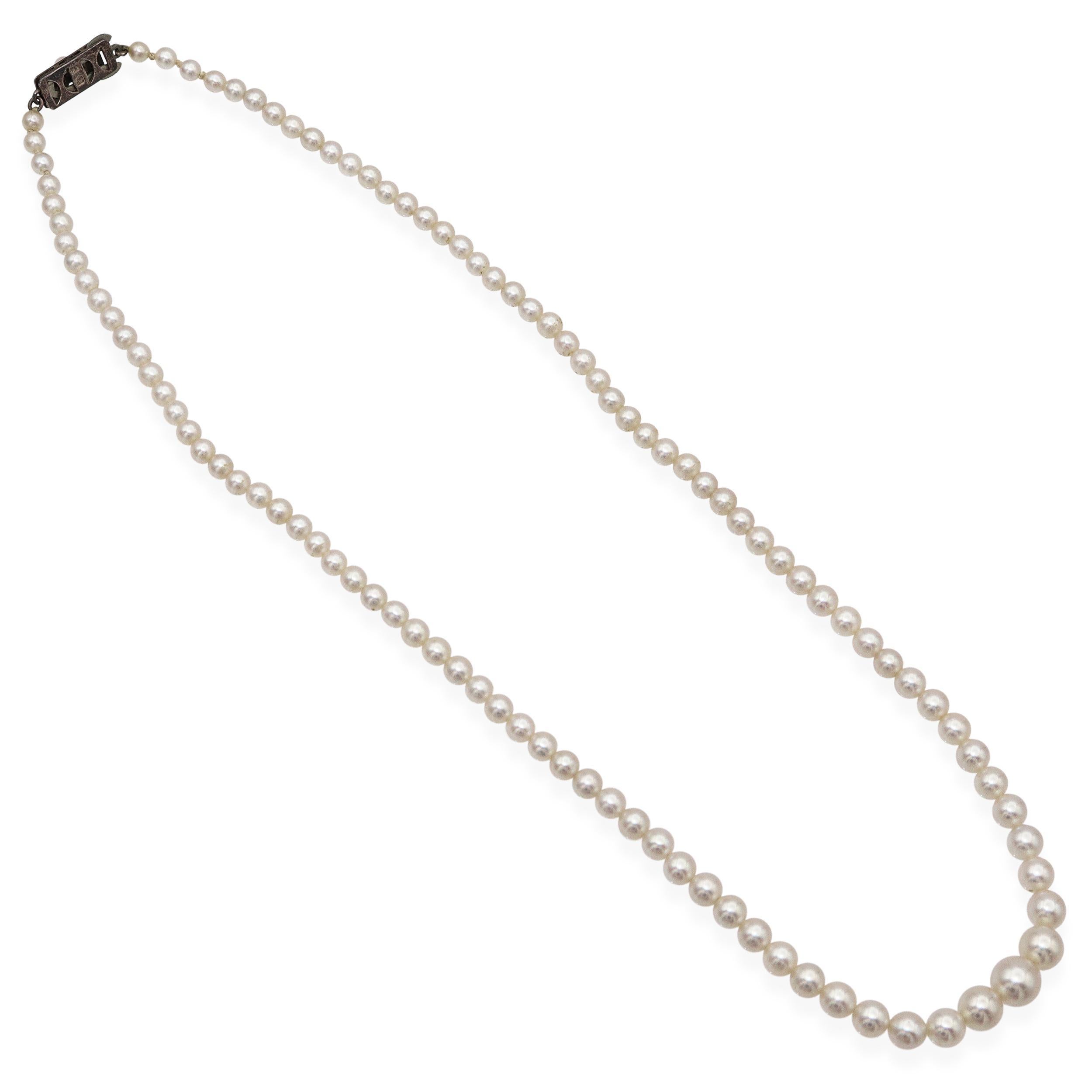 da uomo o donna Vintage Mikimoto - Collana di perle graduate in argento sterling in vendita
