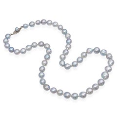 Vintage Mikimoto Sterling Silver Peacock Cultured Pearl Necklace