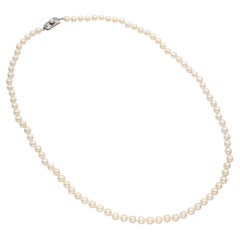 Vintage Mikimoto Sterling Silver Pearl Necklace