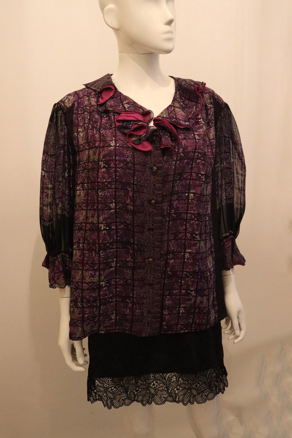 Chemisier vintage Mila Schon violet en soie Bon état - En vente à London, GB