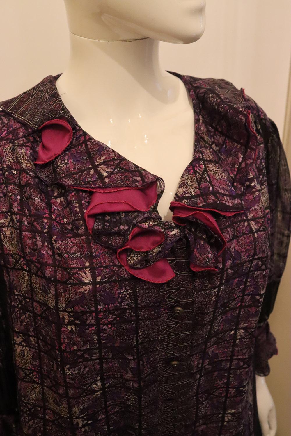 Chemisier vintage Mila Schon violet en soie Pour femmes en vente
