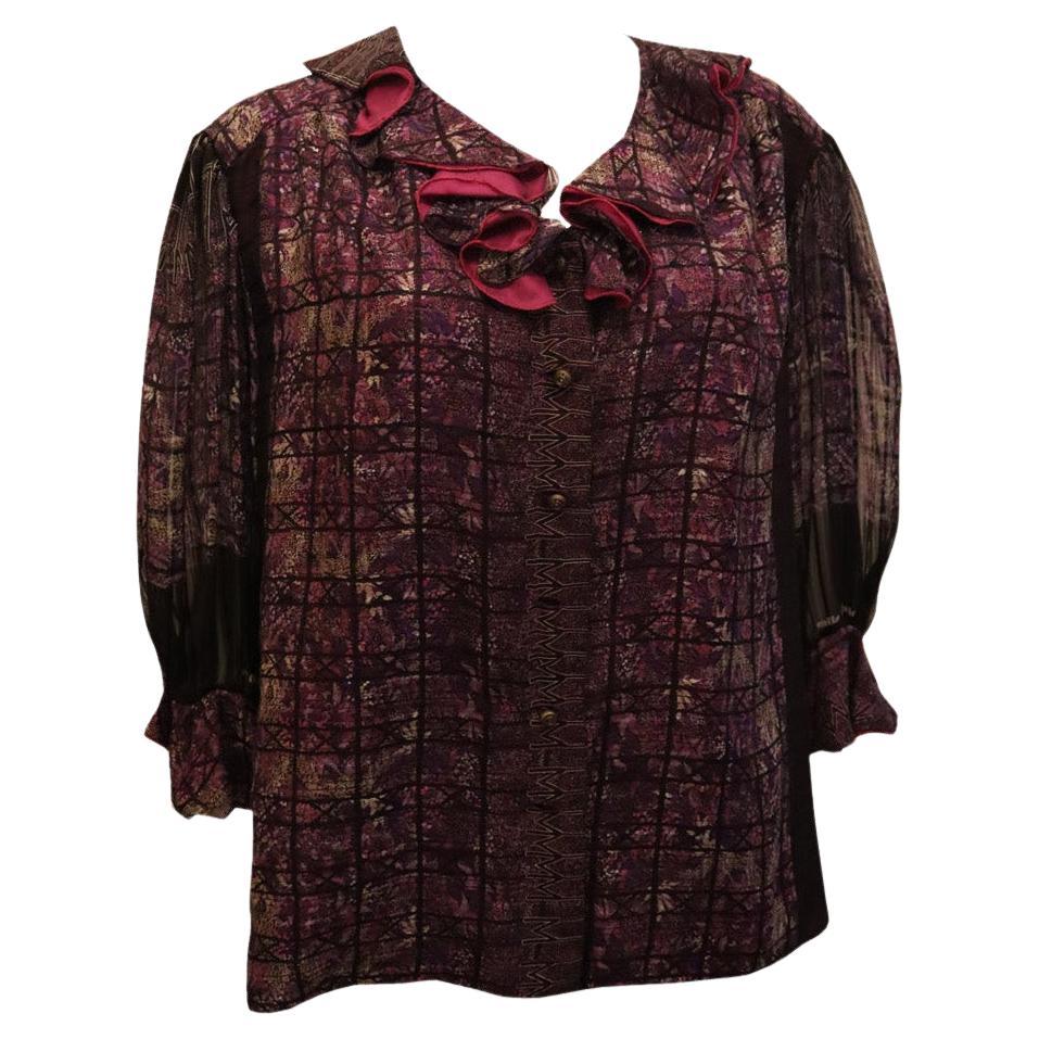 Chemisier vintage Mila Schon violet en soie en vente
