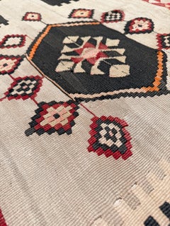 Vintage Milas Alfombra Kilim Turca - Alfombra Tribal Anatolia de Tejido Plano Hecha a Mano