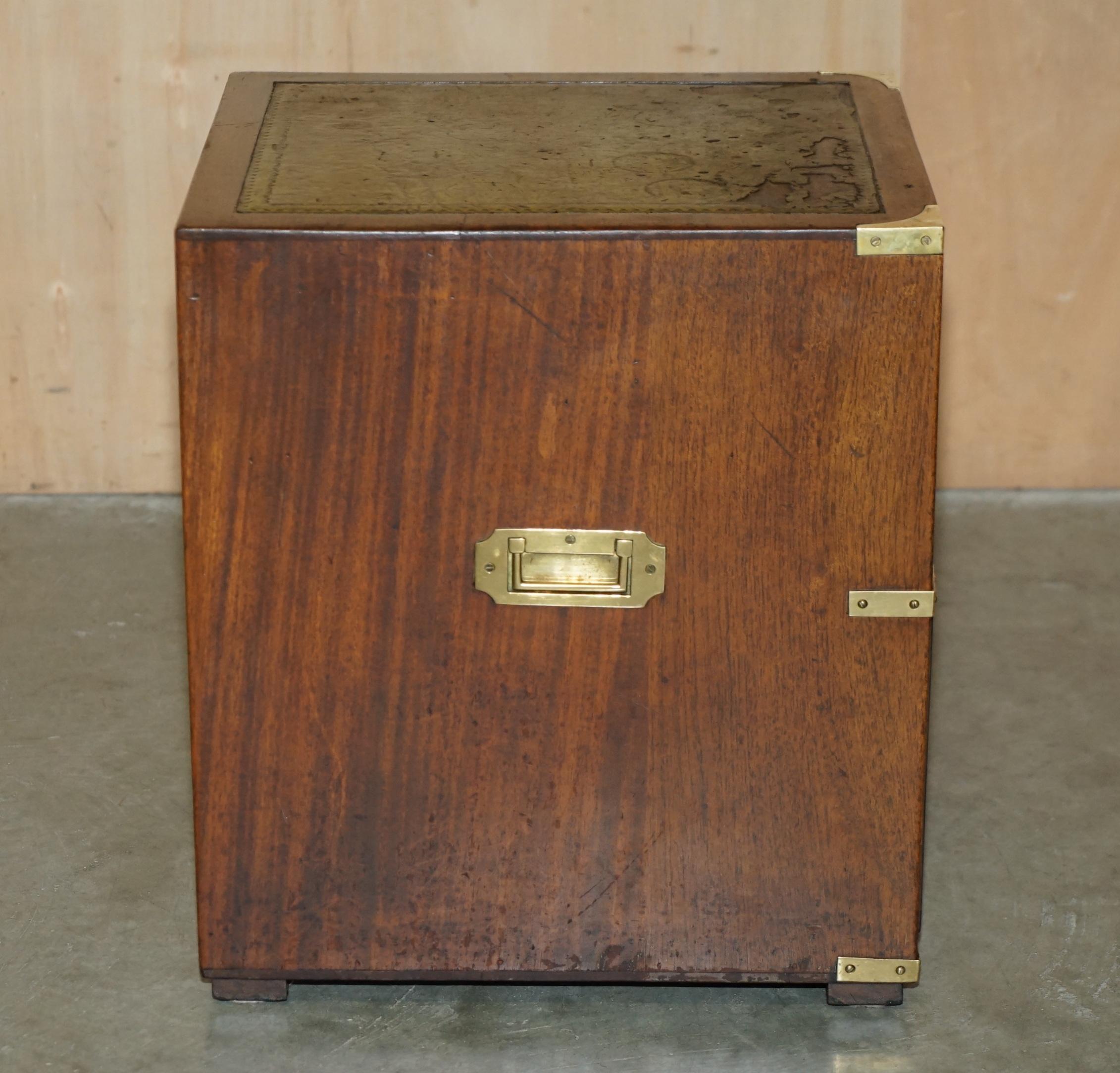 VINTAGE MILIARY CAMPAIGN SiDE END LAMP WINE BEDSIDE TABLE CHEST WITH DRAWERS For Sale 2